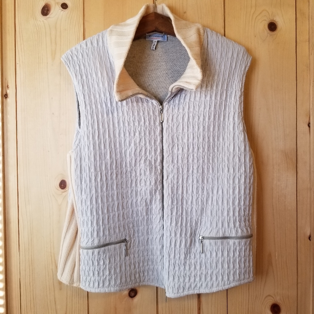 McCulley's Puffer Wool Cashmere Blend Zip Front Double Layer Vest